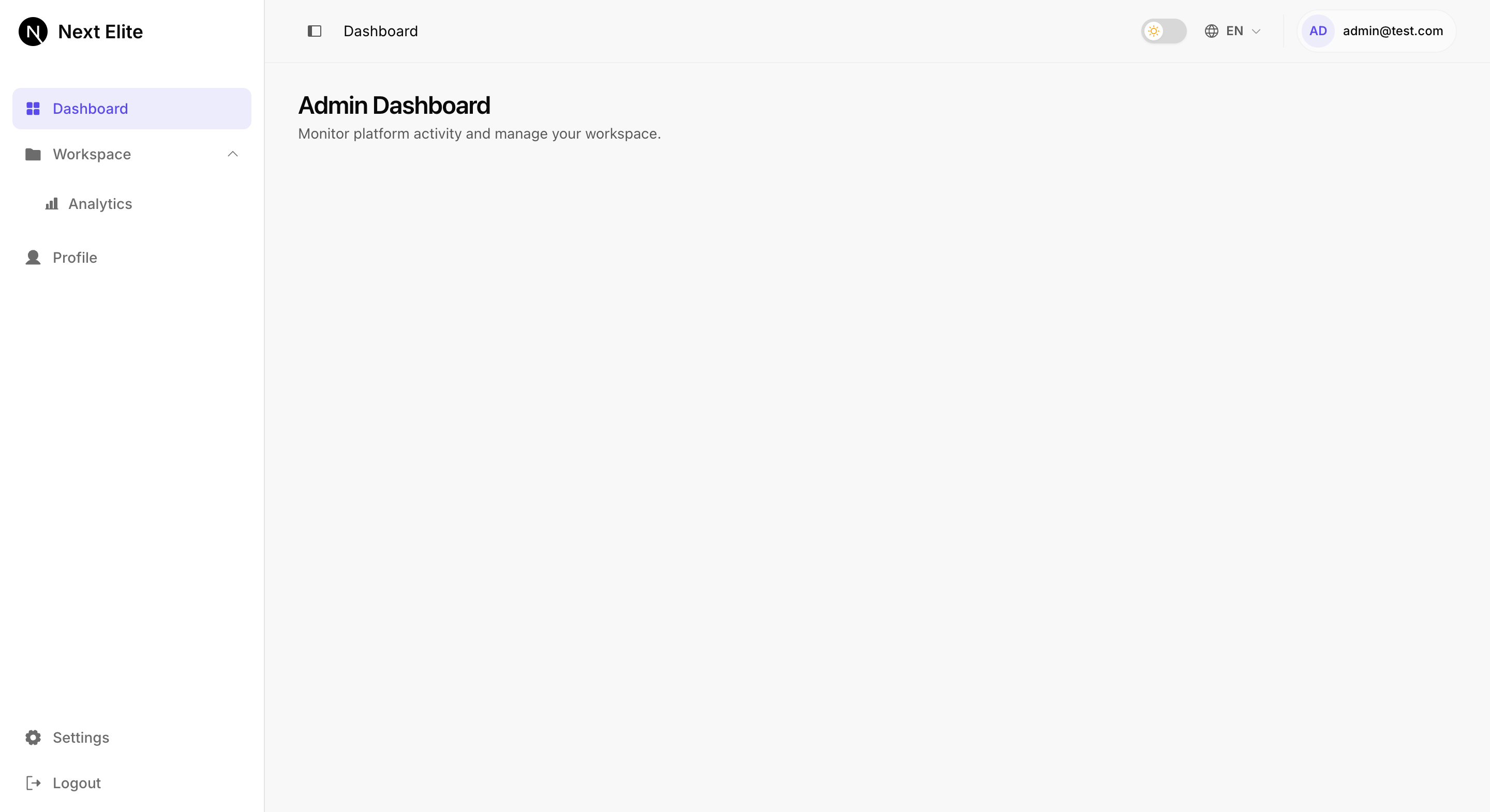 Next Elite Admin Dashboard